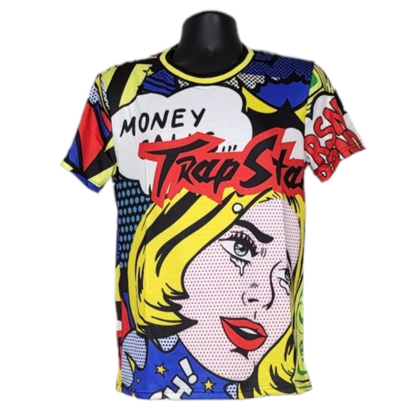 Reason Clothing Trap Stars Comic Allover Print Graphic Tee New With Tags - Picture 1 of 3